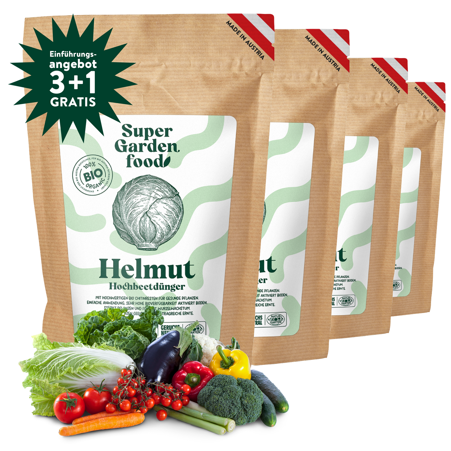 Hochbeetdünger Helmut 3kg + 1kg Gratis