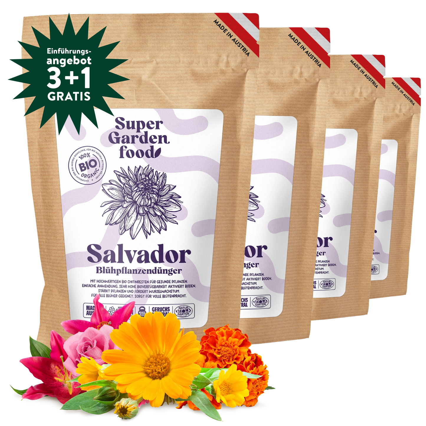 Blühpflanzendünger Salvador 3kg + 1kg Gratis